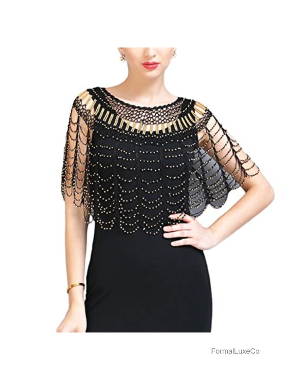 Beaded Shawl Wrap Evening Cape for Dresses 1920s Style